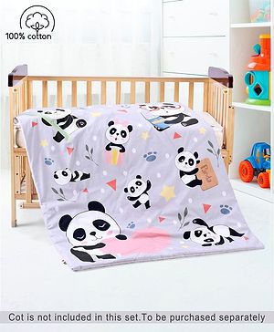 Babyhug Cotton Quilt Panda Print - Grey | Soft and Comfortable| Breathable Fabric| New Born Gifting Option| Light Weight and Foldable| Travel Friendly| Machine Washable - L 121 x B 95 cm Blue