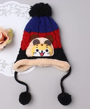 TMW Kids Cabel Knit Color Blocked Tiger Design - Black