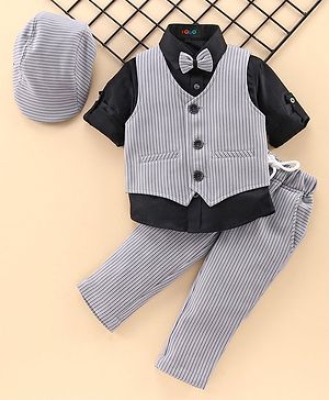 Robo Fry Full Sleeves 4 Piece Party Suit  - Grey