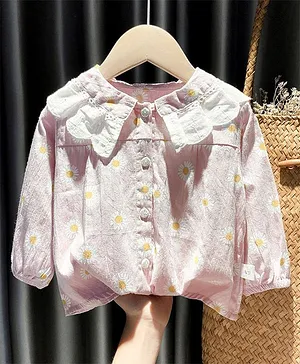 Kookie Kids Full Sleeves Shirt Flower Print - Pink