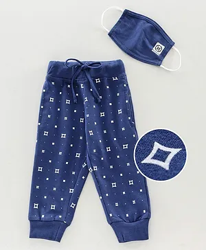 Niomoda Full Length Lounge Pants with Mask - Navy