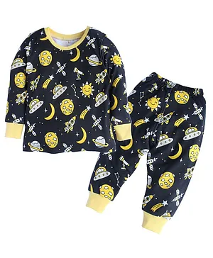 Kadam Baby Space Theme Full Sleeves Night Suit - Multi