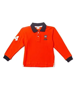RAINE AND JAINE Long Sleeves Polo With Patch On Sleeves - Orange