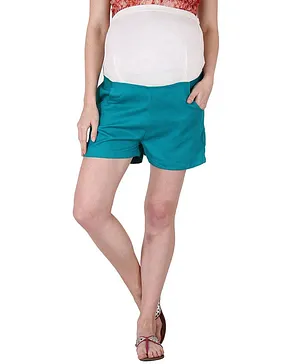 Preggear Over Belly Maternity Shorts With Pockets - Green