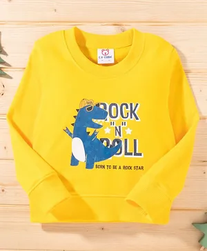 Kookie Kids Full Sleeves Sweatshirt Dino Print - Yellow