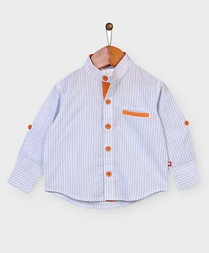 Nino Bambino 100% Organic Cotton Full Sleeves Striped Shirt - Blue