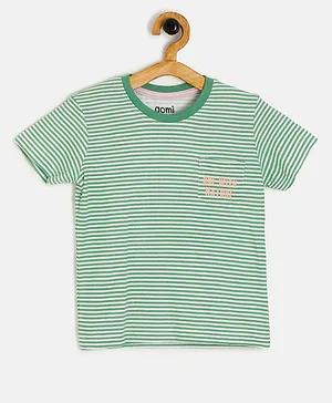 Aomi Striped Half Sleeves Tee - Green