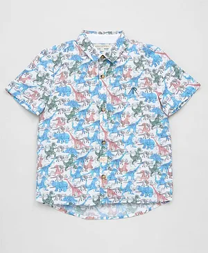 Angel & Rocket Half Sleeves Dinosaur Print Shirt - Multicolor