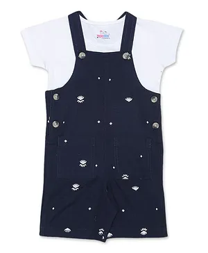Young Birds Printed Jumpsuits With Knit Top - Navy Blue