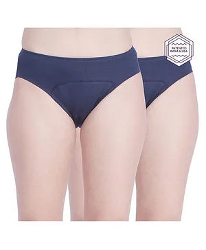 Adira Pack Of 2 Solid Colour Hipster Period Panties - Navy Blue