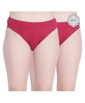 Adira Pack Of 2 Solid Color Period Hipsters - Maroon