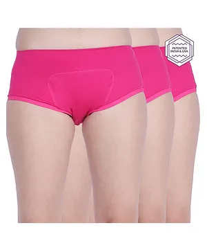 Adira Solid Pack Of 3 Period Boxers - Dark Pink