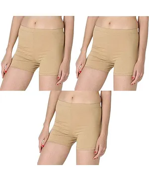 Adira Pack Of 3 Solid UnderDress Shorts - Beige