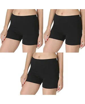 Adira Pack Of 3 Solid UnderDress Shorts - Black