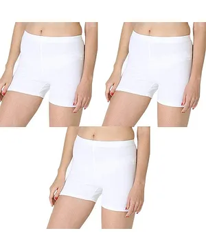 Adira Pack Of 3 Solid UnderDress Shorts - White