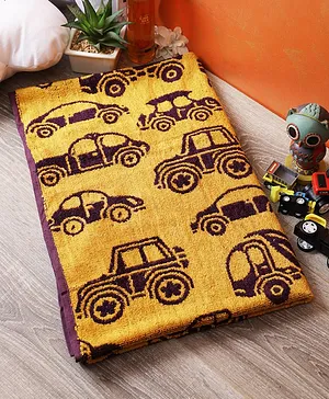Softweave Bamboo Terry Towel Car Embroidered Design - Yellow