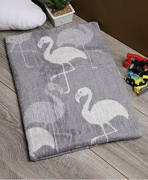 Softweave Bamboo Terry Anti Bacterial Towel Flamingo Embroidery - Grey