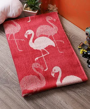 Softweave Bamboo Terry Anti Bacterial Towel Flamingo Embroidery - Pink