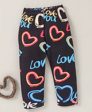 Kookie Kids Full Length Lounge Pant Heart Print - Black