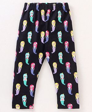 Kookie Kids Full Length Leggings Mermaid Print - Black