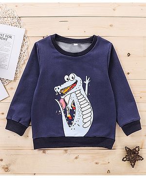 Kookie Kids Full Sleeves Sweatshirt Crocodile Print - Blue