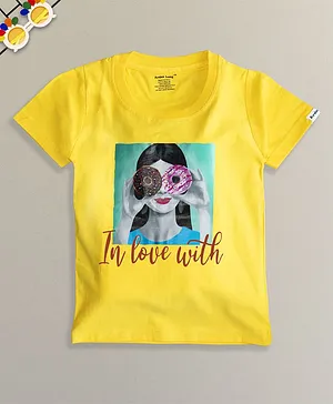 Ardan Lucy Half Sleeves In Love With Donuts Tee - Yellow