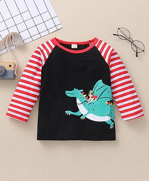 Kookie Kids Raglan Sleeves T-Shirt Dragon Print - Navy Blue