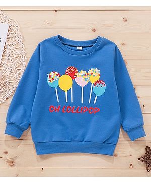 Kookie Kids Full Sleeves Sweatshirt Lollipop Print - Blue