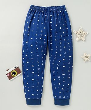 Kookie Kids Full Length Lounge Pant Monster Print - Navy Blue