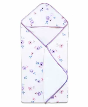 Masilo Hooded Towel Floral Print - White Purple