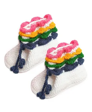 MayRa Knits Striped Pattern Crochet Booties - Multicolor