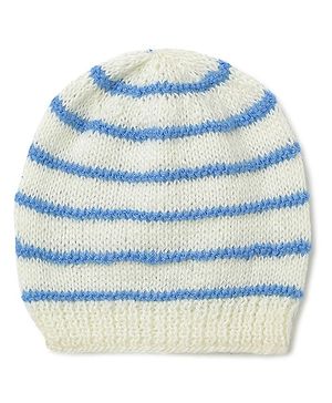 MayRa Knits Striped Hand Knit Cap - White