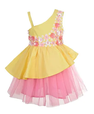 A Little Fable Sleeveless Floral Detailing Dress - Yellow