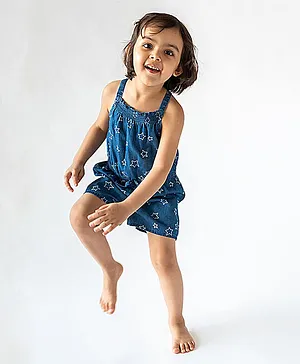 A Little Fable Sleeveless Star Print Jumpsuit - Blue