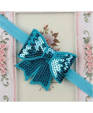 AkinosKIDS Sequin Bowknot Elastic Headband - Aqua Blue