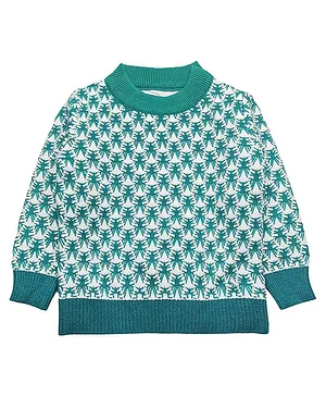 Kookie Kids Full Sleeves Printed Sweater - Green