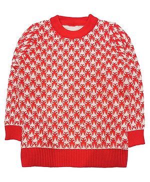 Kookie Kids Full Sleeves Pullover Sweater - Red