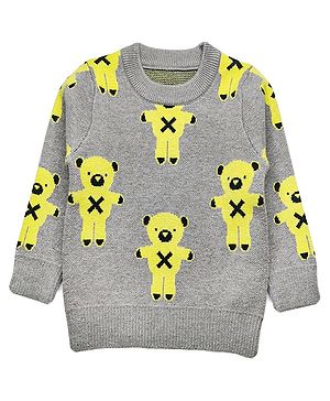 Kookie Kids Full Sleeves Printed Sweater - Grey