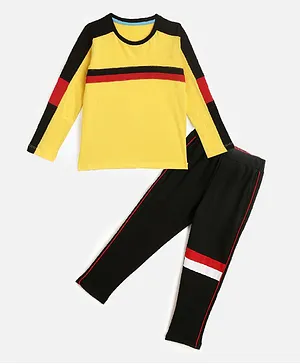 KIDSCRAFT Full Sleeves Striped Night Suit - Yellow Black