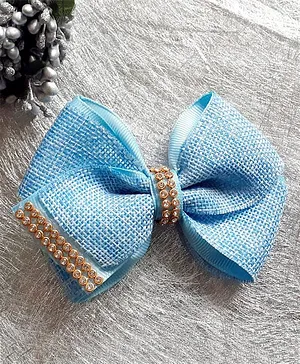 Angel Creations Jute Lace Bow Clip - Blue