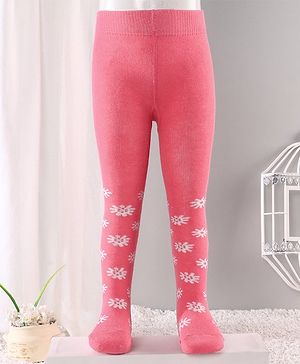 Cute Walk by Babyhug Antibacterial Footed Tights Floral Print - Pink