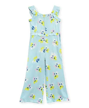 Cherry Crumble By Nitt Hyman Sleeveless Floral Print Jumpsuit - Light Blue