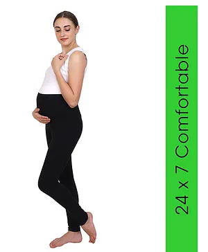 Mommy Fash'n Organic Cotton Maternity Solid Color Leggings  - Black
