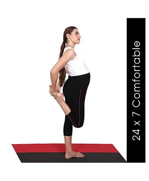 Mommy Fash'n Three Fourth Length Solid Color Organic Cotton Maternity Yoga Capri  - Black