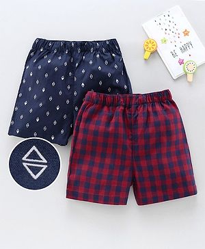 Babyhug 100% Cotton Boxers Pack of 2 - Navy Blue Red