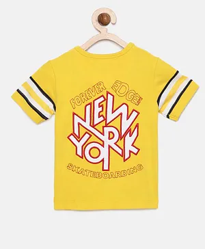 Ladore New York Printed Half Sleeves Tee - Yellow