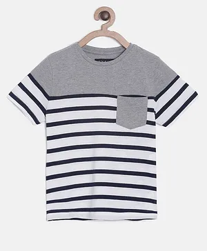 Ladore Striped Half Sleeves Tee - White
