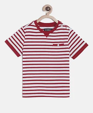 Ladore Half Sleeves Striped Tee - Red