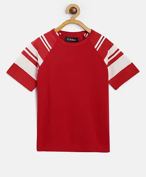Ladore Half Striped Sleeves Tee - Red