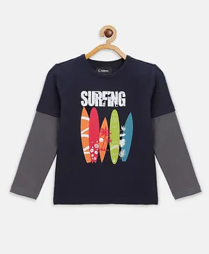 Ladore Surfers Print Full Sleeves Tee - Navy Blue
